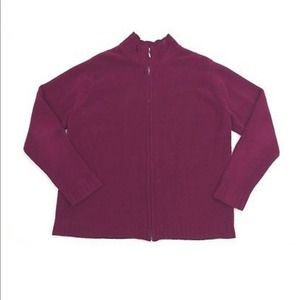Cherokee Sweater Full Front Zip Burgundy Size L